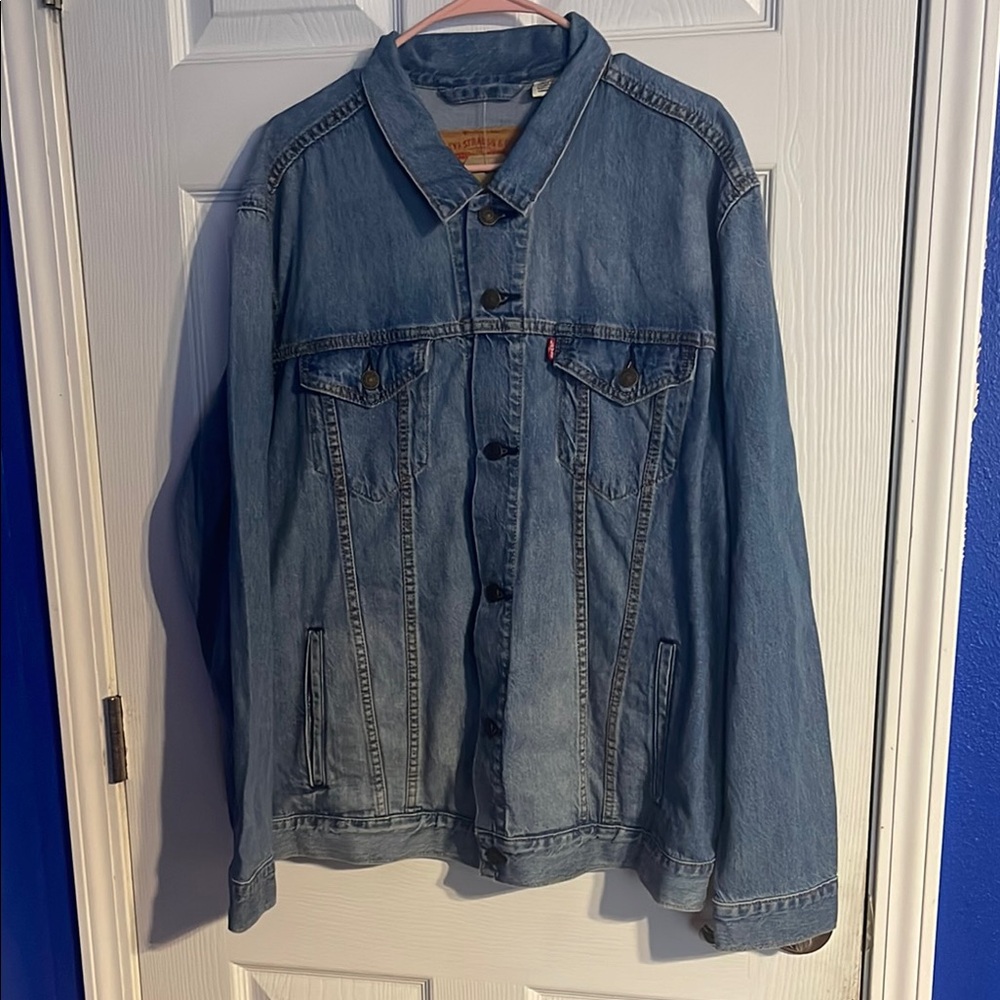 Levi's Blue Denim Jacket for Unisex With MCM Logo